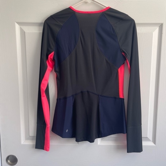 Lululemon Trail Bound Long Sleeve Deep Coal Deep Navy Electric Coral - Picture 3 of 4
